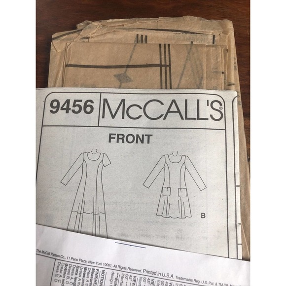 9456 McCALLS 2 Hour - Princess Seam DRESS - Sz 12/14/16 B 34-38" Uncut FF - Picture 3 of 3